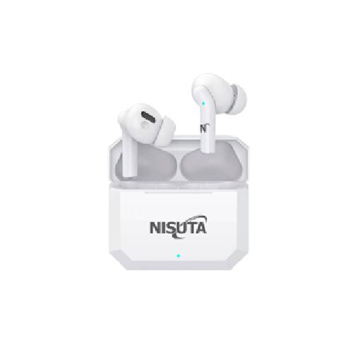 Auricular Nisuta Bluetooth Earbuds con cajita recargable color blanco NSAUBTWS12  