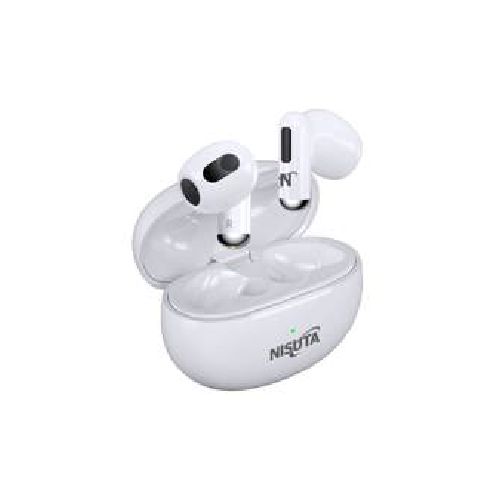 Auricular Nisuta Bluetooth mini Earbuds con cajita recargable color blanco NSAUBTWS13  