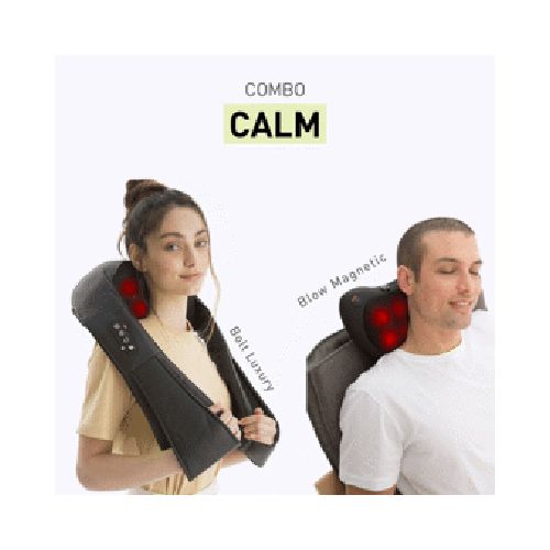  Combo Calm Masajeador  Cervical , Lumbar, pies calor Negro 8 Esferas  