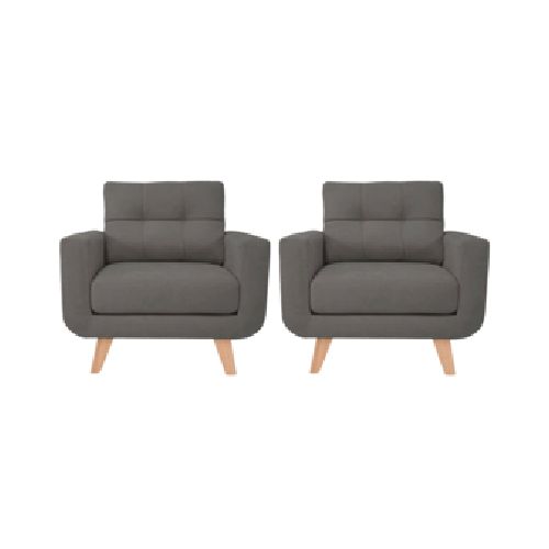 Combo 2x Sillon Sofa 1 Cuerpo Poltrona Escandinavo Pana Gris Oscuro 0.80 MTS  