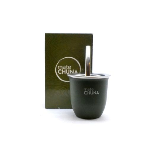 MATE ACERO INOXIDABLE CON BOMBILLA VERDE MILITAR (IMA43VM) CHUNA