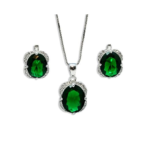 Conjunto NARCISO EMERALD de Aros y Colgante Micro Crystals