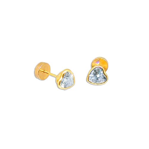 Aros Abridores - Oro 18k - Corazones Con Cubic y virola