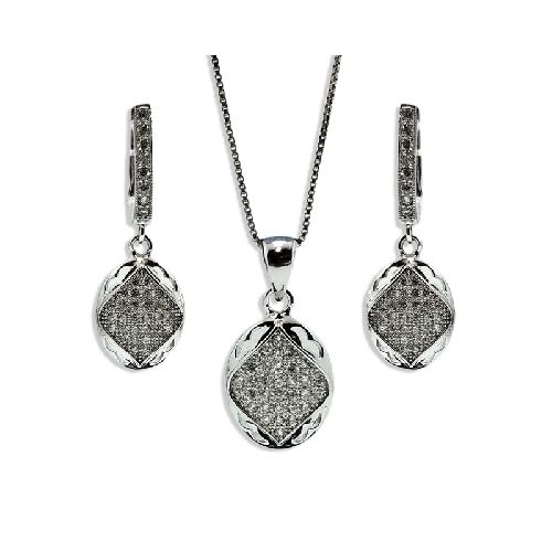 Conjunto FRESIA de Aros y Colgante PLATA 925 Micro Crystals