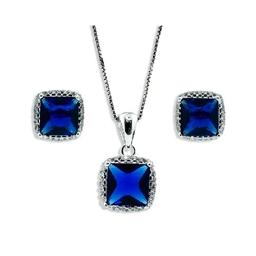 Conjunto Aros y Dije Crystal Majestic Blue