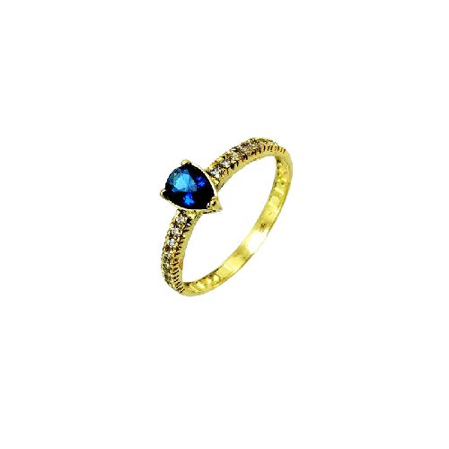 Anillo Solitario CORINTO 18k Gold Montana Blue Crystal