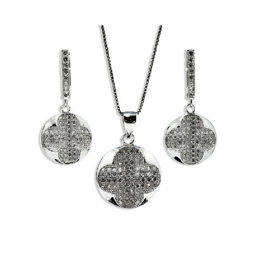 Conjunto IRIS de Aros y Colgante PLATA 925 Micro Crystals