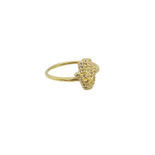 Anillo Mano De Fátima - Oro 18k -Swarovski Crystals