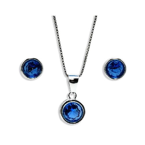 Conjunto Aros y Dije Crystal Majestic Blue 8