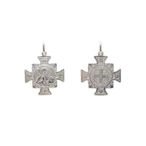 Cruz San Benito - Doble Faz - Plata 925 Blanca - 32mm