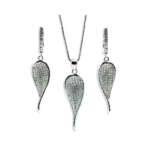 Conjunto FOGLIA de Aros y Colgante PLATA 925 Micro Crystals