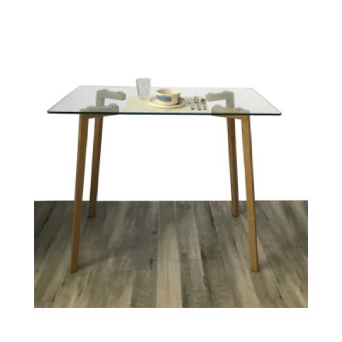 Mesa Alta Desayunador Vidrio Patas Simil Madera