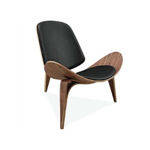 Poltrona Carl Hansen Walnut Ecocuero Negro