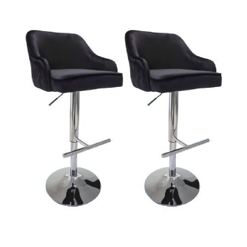 Set x2 Banqueta Londres Pana Negro Regulable