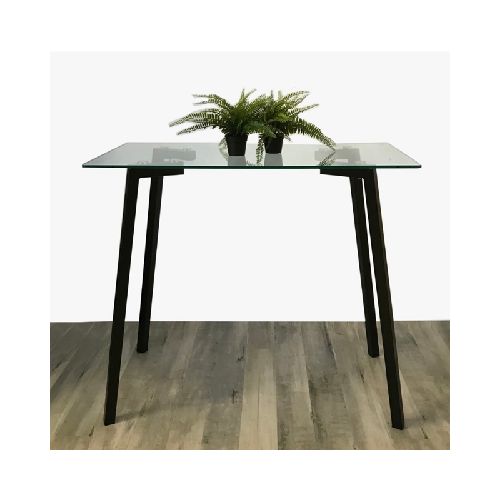 Desayunador Vidrio 120X60Cm 4 Patas Negras