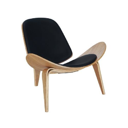 Poltrona Carl Hansen Natural Ecocuero Negro