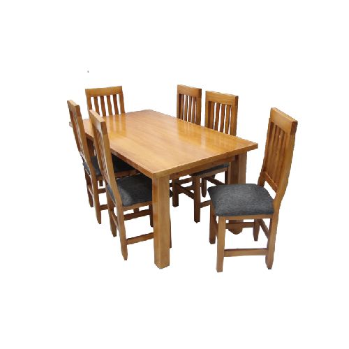 Juego De Comedor 160Mts Pino Clear Lustrado Roble