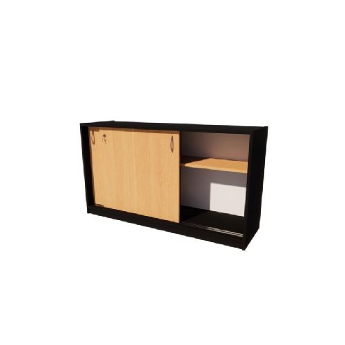 BIBLIOTECA BAJA CON PUERTAS CORREDIZAS Y CERRADURA 130CM (BBBCNH)