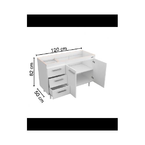 Bajo Mesada Express 120cm melamina blanca (Mosconi)