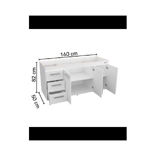 Bajo mesada express 160cm melamina blanca (Mosconi)