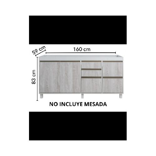 Bajo Mesada Sorrento 160cm melamina Cas-Arcilla (Ricchezze)