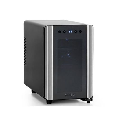 Cava para vinos 6 botellas VONDOM T6 ACERO. Negra con marco de acero inoxidable. Termoeléctrica.