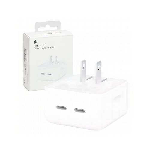 Cargador de Pared Apple iPhone 35w (Tipo-C Doble) en Caja con Logo Patas Oblicuas