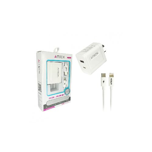 Cargador De Pared Aitech Ai-pdi3.0 45w Tipo C A Ios Pd+qc3.0 Doble Carga  