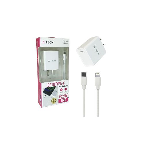 Cargador De Pared Aitech Cdq-079 PD25W Con Cable Tipo C a IOS 1m  