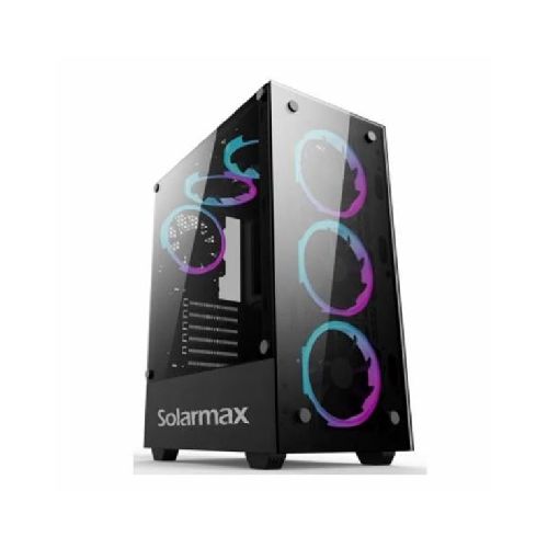 GABINETE SOLARMAX CM-5901 TG 6FAN RGB NEGRO  