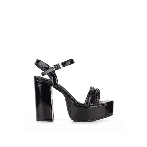 Sandalias de fiesta con brillos en negro| Mujeres | Batistella.com.ar - Batistella Tienda Online |Primavera Verano 2024