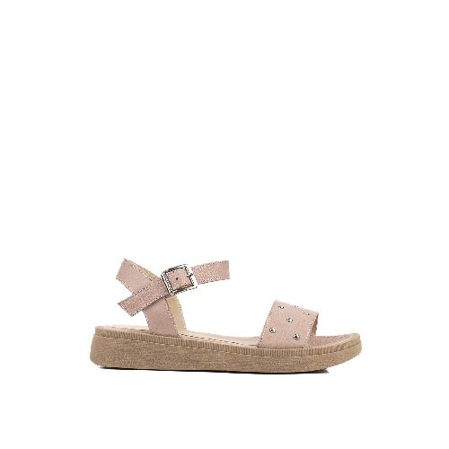 Sandalias bajas con tachas de cuero en nude|Mujeres|Batistella.com.ar - Batistella Tienda Online |Primavera Verano 2024