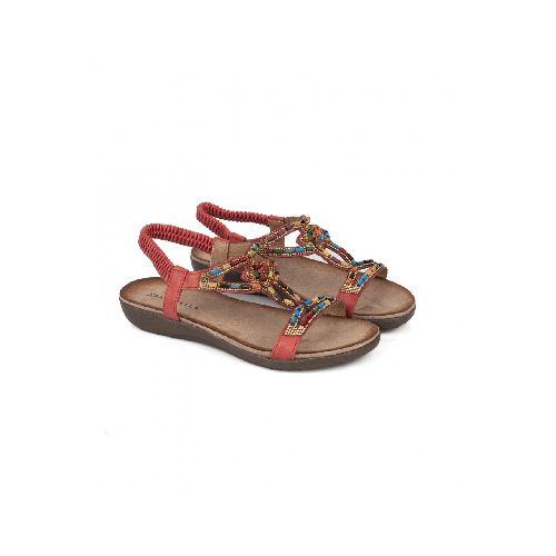 Sandalias con apliques de símil en coral| Mujeres | Batistella.com.ar - Batistella Tienda Online |Primavera Verano 2024