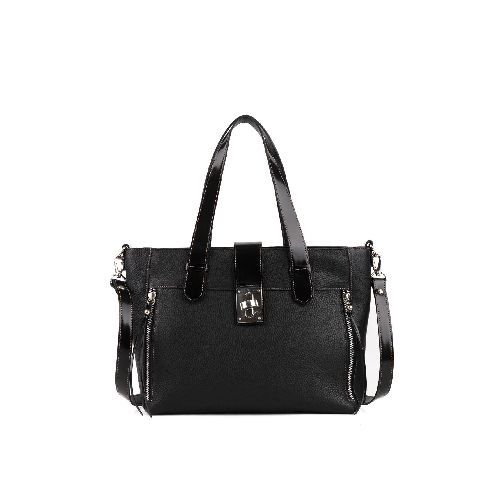 Cartera combinada de cuero negro - Batistella Tienda Online |Primavera Verano 2024