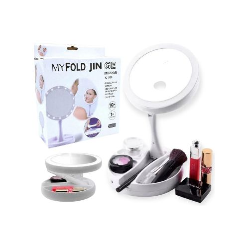 Espejo Doble Con Luz Led Y Aumento 10x Ideal Maquillaje  Generico