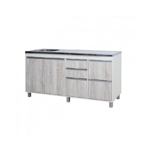 BAJO MESADA RICCHEZZE 3-57-048-65 LINEA SORRENTO 1.60 M CASCINA-GRIS 2 PUERTAS 5 CAJONES  