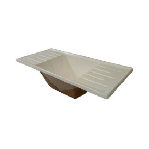 Pileta fibra de Vidrio Blanco - Reforzada con 2 mesada - 100x46cm - RUCO  