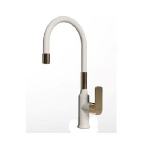 Grifería Vasser Agatha monocomando cocina mesada white/gold  