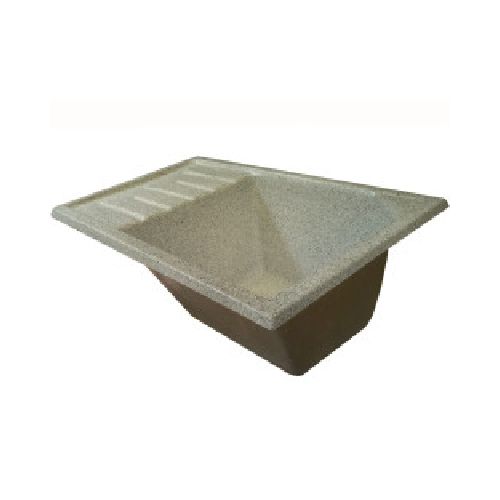 Pileta fibra de vidrio símil gris mara con mesada izquierda 75x46cm - RUCO  