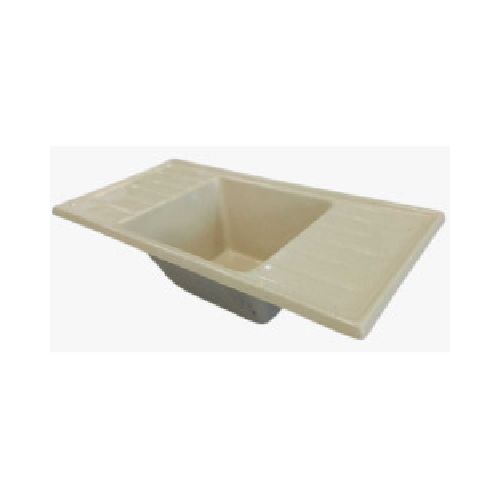 Pileta fibra de Vidrio Beige - Reforzada con 2 mesada - 100x46cm - RUCO  