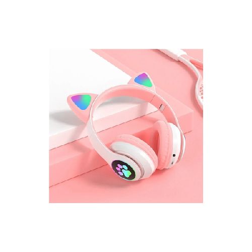 AURICULAR BLUETOOTH WIRELESS OREJA GATO EJ-P38M ROSA MIC  