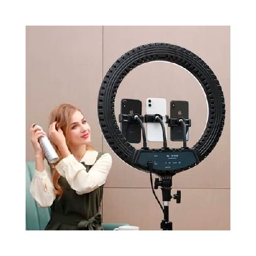 ARO DE LUZ SELFIE SELFIE LJJ-25 22" TOUCH CON 3 SOPORTES PARA CELULAR (SIN TRIPODE)  