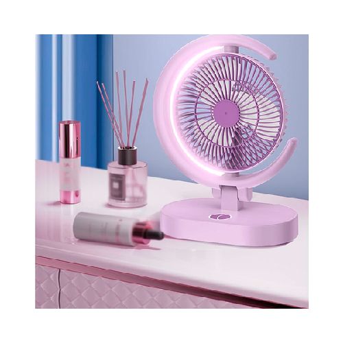 VENTILADOR FAN KS-2026 FORMATO MEDIA LUNA CON LUZ LED BLANCO FRIO VIOLETA 3SPEED/RECARGABLE  