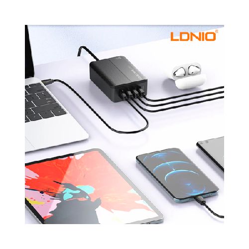 CARGADOR LDNIO A4808Q 2 PORT PD65W + 2 PORT QC4+ 65W CERTIFICADO/1.5MTS CABLE  