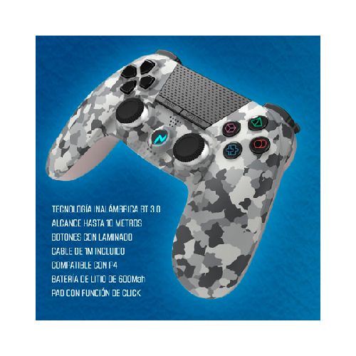 JOYSTICK NOGA PLAY4 NG-4300X WIRELESS CAMUFLADO/BT3.0/10MTS/600MAH  