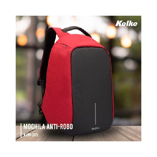 MOCHILA NOTEBOOK ROJO ANTIRROBO 15.6" USB/JACK 3.5 KOLKE KVM-425  