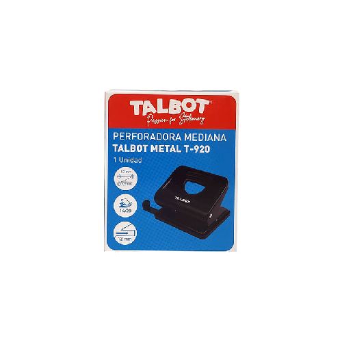 PERFORADORA TALBOT T-920 MEDIANA  METAL 16/20 HOJAS - Librería y Juguetería Tomy. Comprá en nuestra web en hasta 3 Cuotas sin Interés.