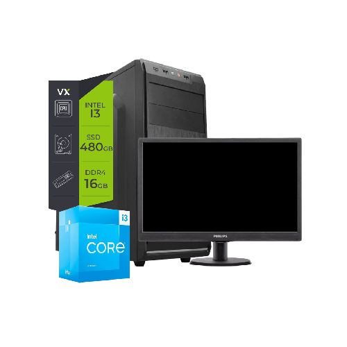 Pc Intel i3 14100 SSD 480Gb 16Gb + Monitor 22