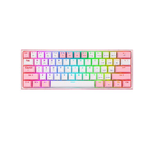 Teclado Redragon K616 RGB Fizz Pro White / Pink Mecanico