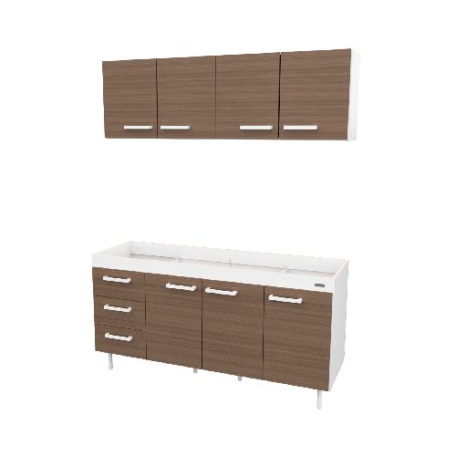 Mosconi - Combo cocina Express melamina sin bacha 1,60 m blanco fte carvalho mezzo - Tienda Universo